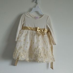 Elegant Gold and Cream Kids Formal Dress